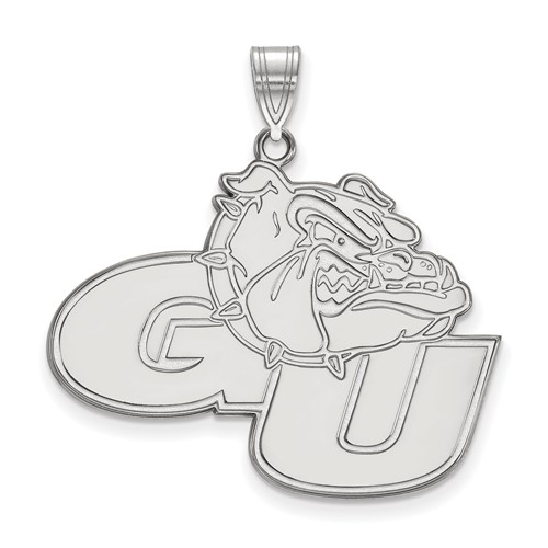 Sterling Silver Rhodium-plated LogoArt Gonzaga University G-u Bulldog Extra Large Pendant