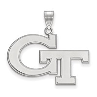 Sterling Silver Rhodium-plated LogoArt Georgia Institute of Technology G-t Large Pendant view 1