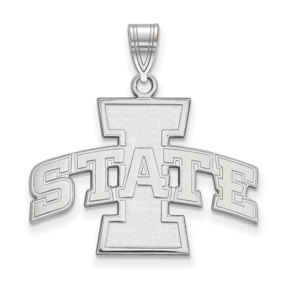 Sterling Silver Rhodium-plated LogoArt Iowa State University Large Pendant