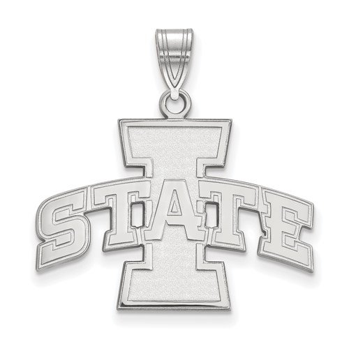 Sterling Silver Rhodium-plated LogoArt Iowa State University Large Pendant