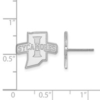 Sterling Silver Rhodium-plated LogoArt Indiana State University Sycamores Small Post Earrings view 2