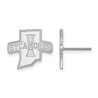 Sterling Silver Rhodium-plated LogoArt Indiana State University Sycamores Small Post Earrings view 1