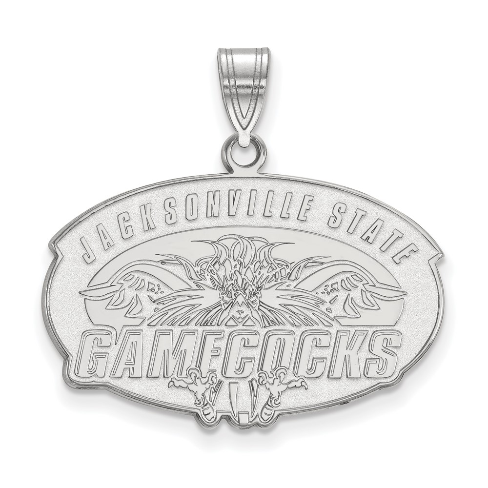 Sterling Silver Rhodium-plated LogoArt Jacksonville State University Large Pendant