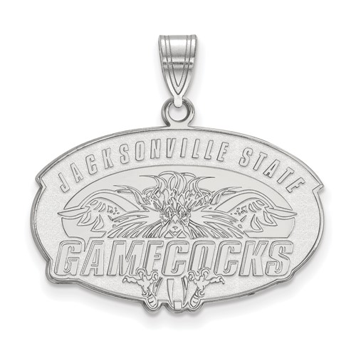 Sterling Silver Rhodium-plated LogoArt Jacksonville State University Large Pendant