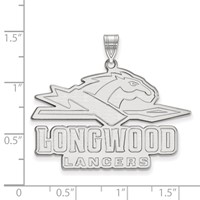 Sterling Silver Rhodium-plated LogoArt Longwood University Lancers Extra Large Pendant view 2