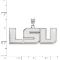 Sterling Silver Rhodium-plated LogoArt Louisiana State University L-s-u Large Pendant view 2