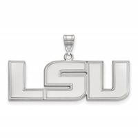 Sterling Silver Rhodium-plated LogoArt Louisiana State University L-s-u Large Pendant view 1