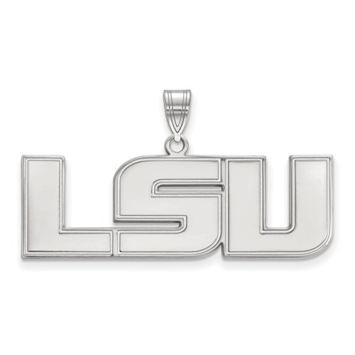 Sterling Silver Rhodium-plated LogoArt Louisiana State University L-s-u Large Pendant