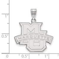 Sterling Silver Rhodium-plated LogoArt Marquette University Large Pendant view 2