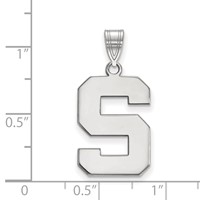 Sterling Silver Rhodium-plated LogoArt Michigan State University Letter S Large Pendant view 2