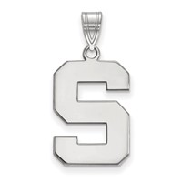 Sterling Silver Rhodium-plated LogoArt Michigan State University Letter S Large Pendant view 1