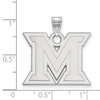 Sterling Silver Rhodium-plated LogoArt Miami University Ohio Letter M Large Pendant view 2