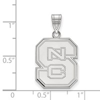 Sterling Silver Rhodium-plated LogoArt North Carolina State University N-c-s Large Pendant view 2