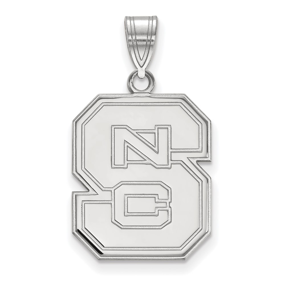 Sterling Silver Rhodium-plated LogoArt North Carolina State University N-c-s Large Pendant