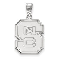 Sterling Silver Rhodium-plated LogoArt North Carolina State University N-c-s Large Pendant view 1
