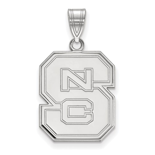 Sterling Silver Rhodium-plated LogoArt North Carolina State University N-c-s Large Pendant