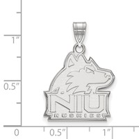 Sterling Silver Rhodium-plated LogoArt Northern Illinois University N-i-u Huskies Large Pendant view 2