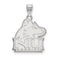 Sterling Silver Rhodium-plated LogoArt Northern Illinois University N-i-u Huskies Large Pendant view 1