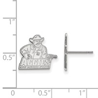 Sterling Silver Rhodium-plated LogoArt New Mexico State University Aggies Small Post Earrings view 2