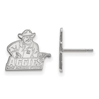 Sterling Silver Rhodium-plated LogoArt New Mexico State University Aggies Small Post Earrings view 1