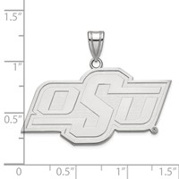 Sterling Silver Rhodium-plated LogoArt Oklahoma State University O-s-u Large Pendant view 3