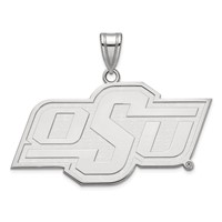 Sterling Silver Rhodium-plated LogoArt Oklahoma State University O-s-u Large Pendant view 1