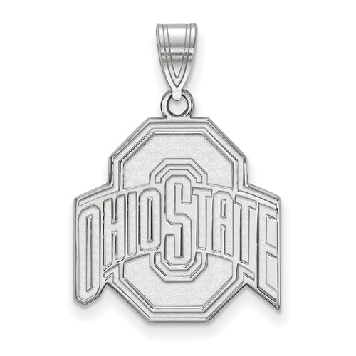 Sterling Silver Rhodium-plated LogoArt the Ohio State University Large Pendant