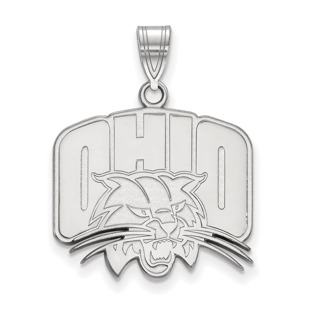 Sterling Silver Rhodium-plated LogoArt Ohio University Large Pendant