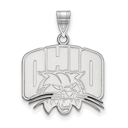 Sterling Silver Rhodium-plated LogoArt Ohio University Large Pendant