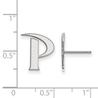 Sterling Silver Rhodium-plated LogoArt Pepperdine University Letter P Small Post Earrings view 2
