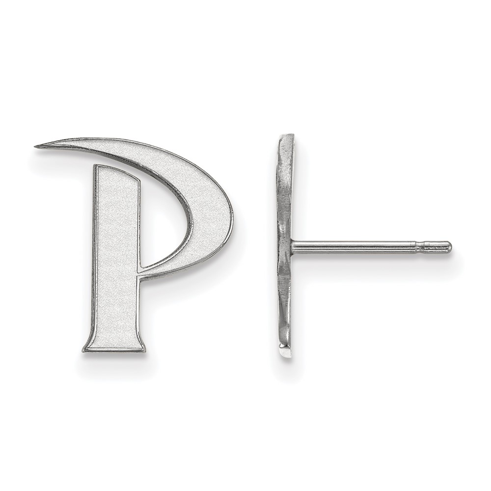 Sterling Silver Rhodium-plated LogoArt Pepperdine University Letter P Small Post Earrings