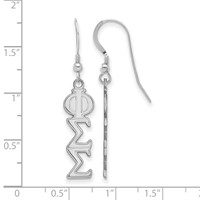 Sterling Silver Rhodium-plated LogoArt Phi Sigma Sigma Sorority Greek Letters Medium Dangle Earrings view 2