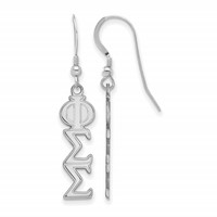Sterling Silver Rhodium-plated LogoArt Phi Sigma Sigma Sorority Greek Letters Medium Dangle Earrings view 1