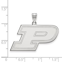 Sterling Silver Rhodium-plated LogoArt Purdue University Letter P Large Pendant view 2
