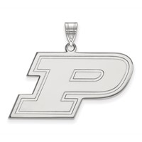 Sterling Silver Rhodium-plated LogoArt Purdue University Letter P Large Pendant view 1