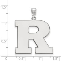 Sterling Silver Rhodium-plated LogoArt Rutgers University Letter R Extra Large Pendant view 2