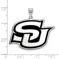 Sterling Silver Rhodium-plated LogoArt Southern University Jaguars Extra Large Enameled Pendant view 3