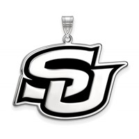 Sterling Silver Rhodium-plated LogoArt Southern University Jaguars Extra Large Enameled Pendant view 1