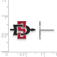Sterling Silver Rhodium-plated LogoArt San Diego State University Small Enameled Post Earrings view 2