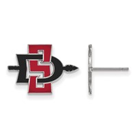 Sterling Silver Rhodium-plated LogoArt San Diego State University Small Enameled Post Earrings view 1