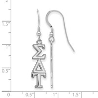 Sterling Silver Rhodium-plated LogoArt Sigma Delta Tau Sorority Greek Letters Medium Dangle Earrings view 2