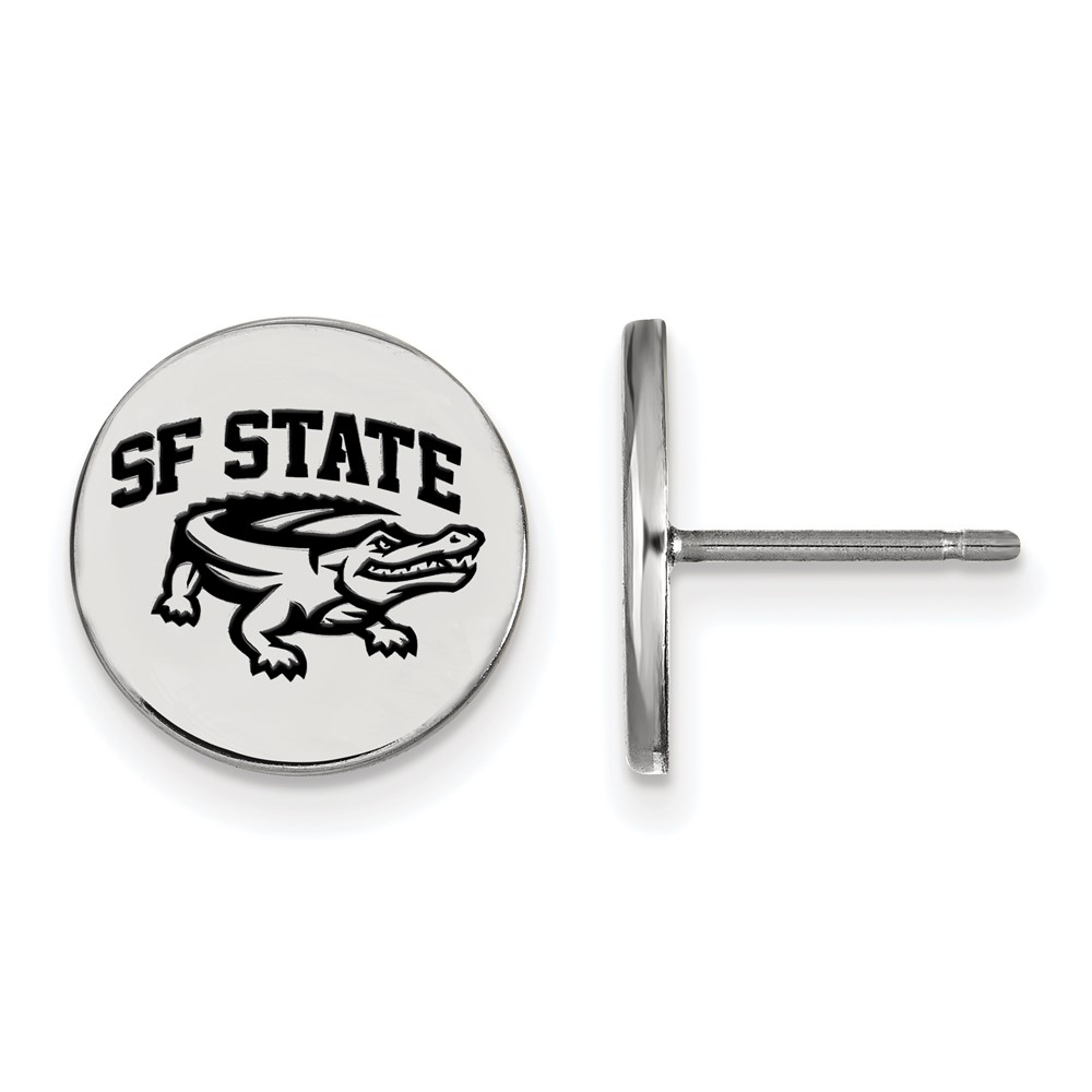 Sterling Silver Rhodium-plated LogoArt San Francisco State University Small Enameled Disc Post Earrings