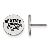 Sterling Silver Rhodium-plated LogoArt San Francisco State University Small Enameled Disc Post Earrings view 1