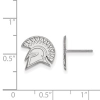 Sterling Silver Rhodium-plated LogoArt San Jose State University Spartan Small Post Earrings view 2