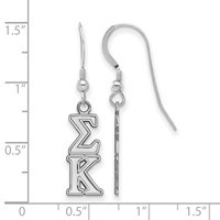 Sterling Silver Rhodium-plated LogoArt Sigma Kappa Sorority Greek Letters Small Dangle Earrings view 2