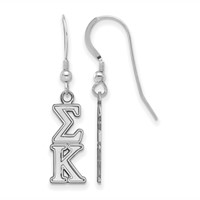 Sterling Silver Rhodium-plated LogoArt Sigma Kappa Sorority Greek Letters Small Dangle Earrings view 1