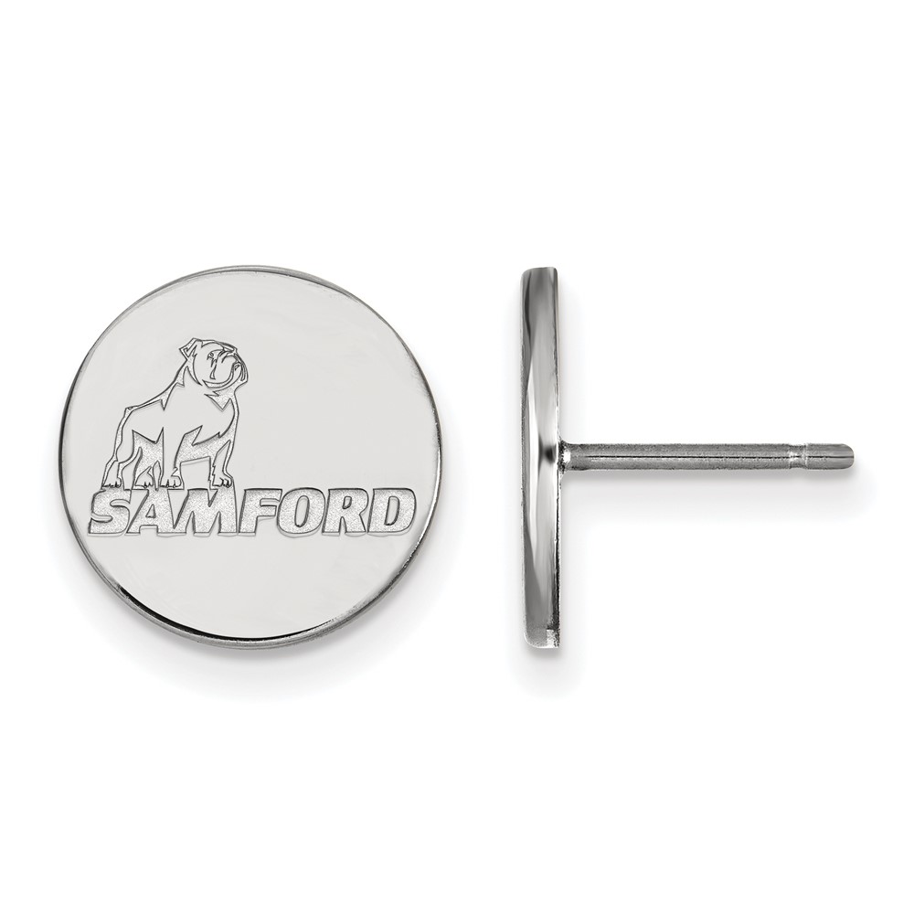 Sterling Silver Rhodium-plated LogoArt Samford University Small Post Earrings