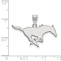 Sterling Silver Rhodium-plated LogoArt Southern Methodist University Mustang Large Pendant view 2