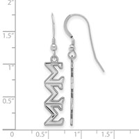 Sterling Silver Rhodium-plated LogoArt Sigma Sigma Sigma Sorority Greek Letters Medium Dangle Earrings view 2