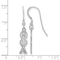 Sterling Silver Rhodium-plated LogoArt Theta Phi Alpha Sorority Greek Letters Small Dangle Earrings view 2